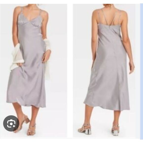 Wild Fable Women's Iridescent Maxi Slip Dress Gray Sz XXS - Picture 1 of 6